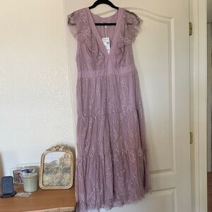 Wayf Lavender Lace Maxi Dress
